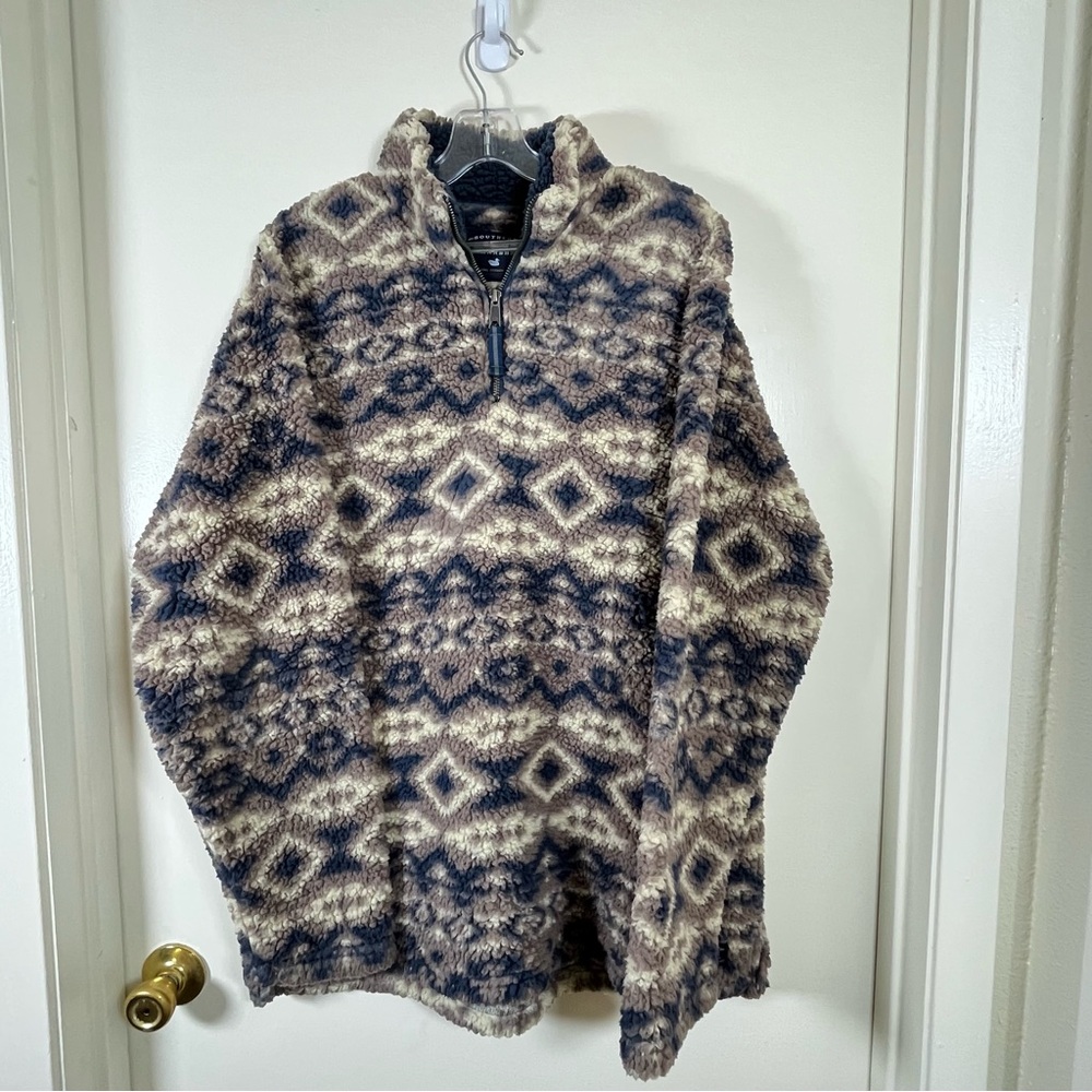 Southern Marsh Appalachian Peak Sherpa Pullover Aztec Print Mens Size Large